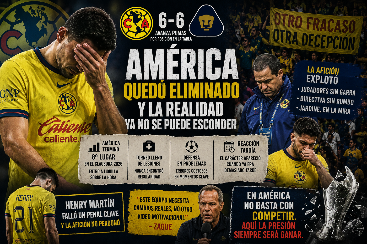 América tocó fondo: eliminado por Pumas y reventado por su propia afición