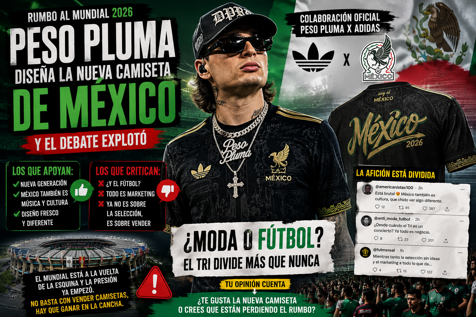 ¿La playera del Tri o merch de concierto? Peso Pluma ya dividió al Mundial 2026